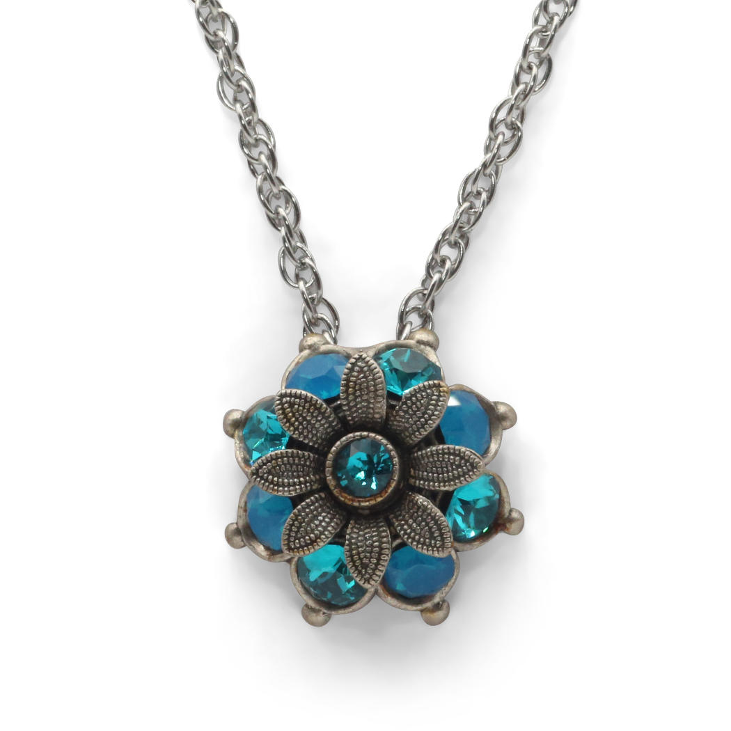 Anhänger Blüte Flavia  mit Premium Crystal in Bluezircon Mix