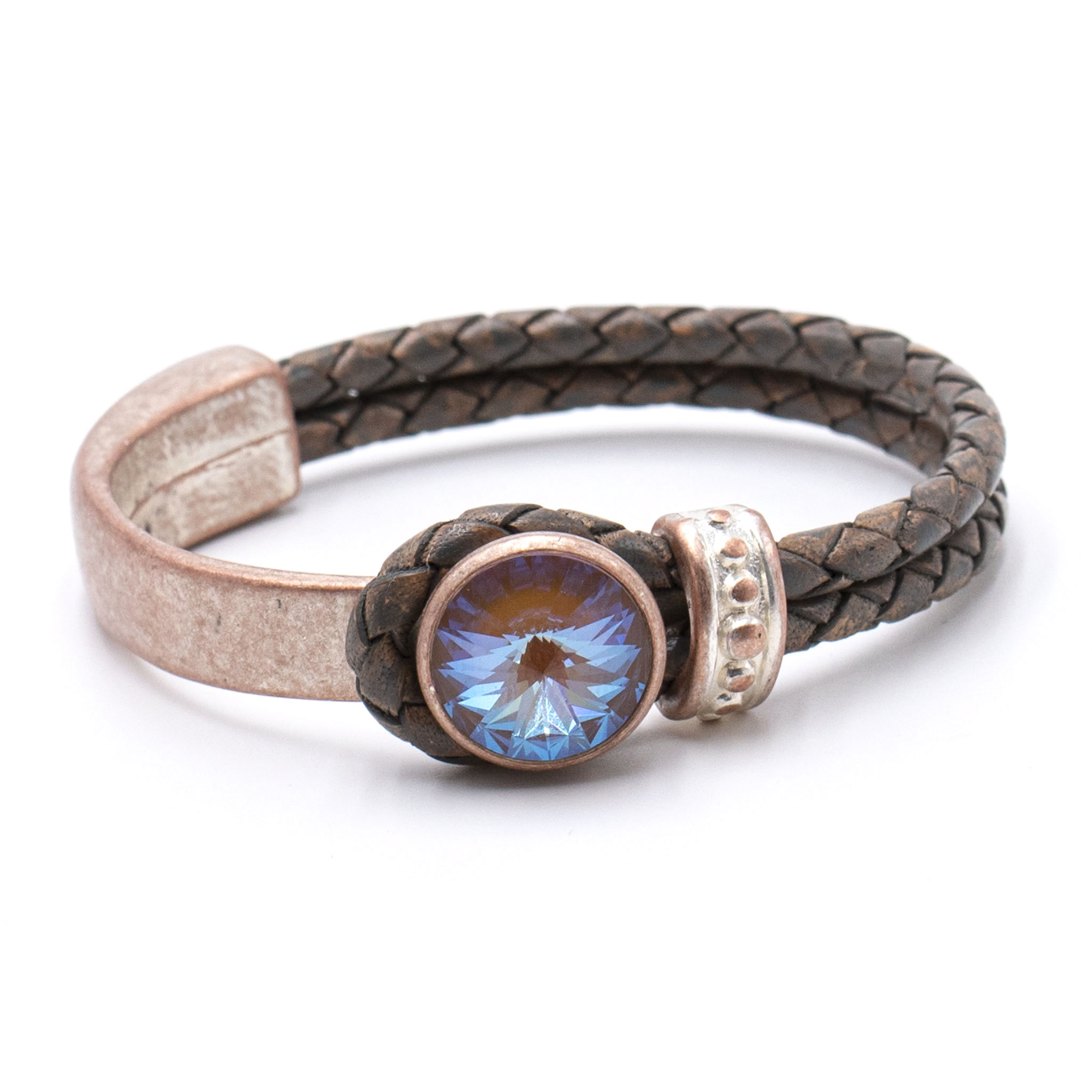 Lederarmband Perlmutt Glamour mit Premium Crystal in 20,5 cm