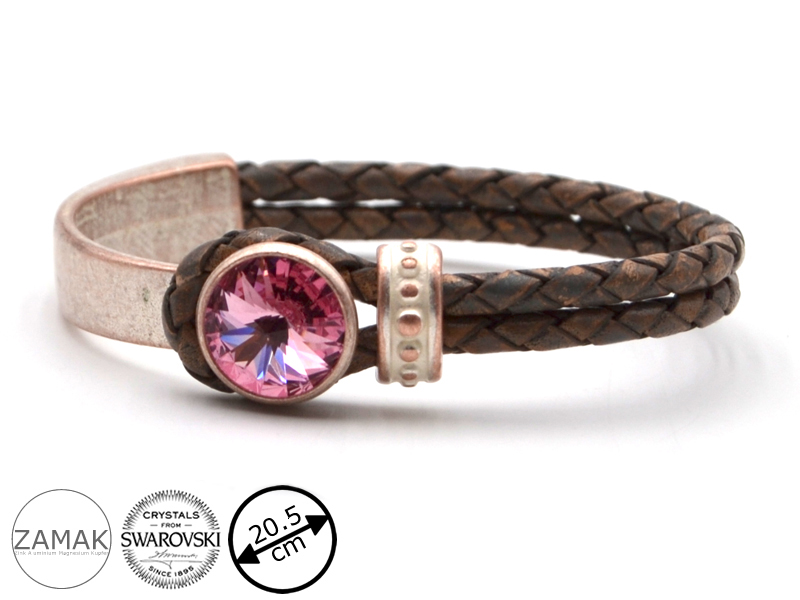 Lederarmband "Perlmutt Glamour" mit 14 mm Rivoli (20,5 cm)