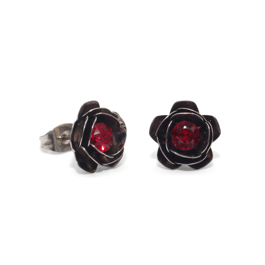 Ohrstecker Rose mit Premium Crystal in Siam