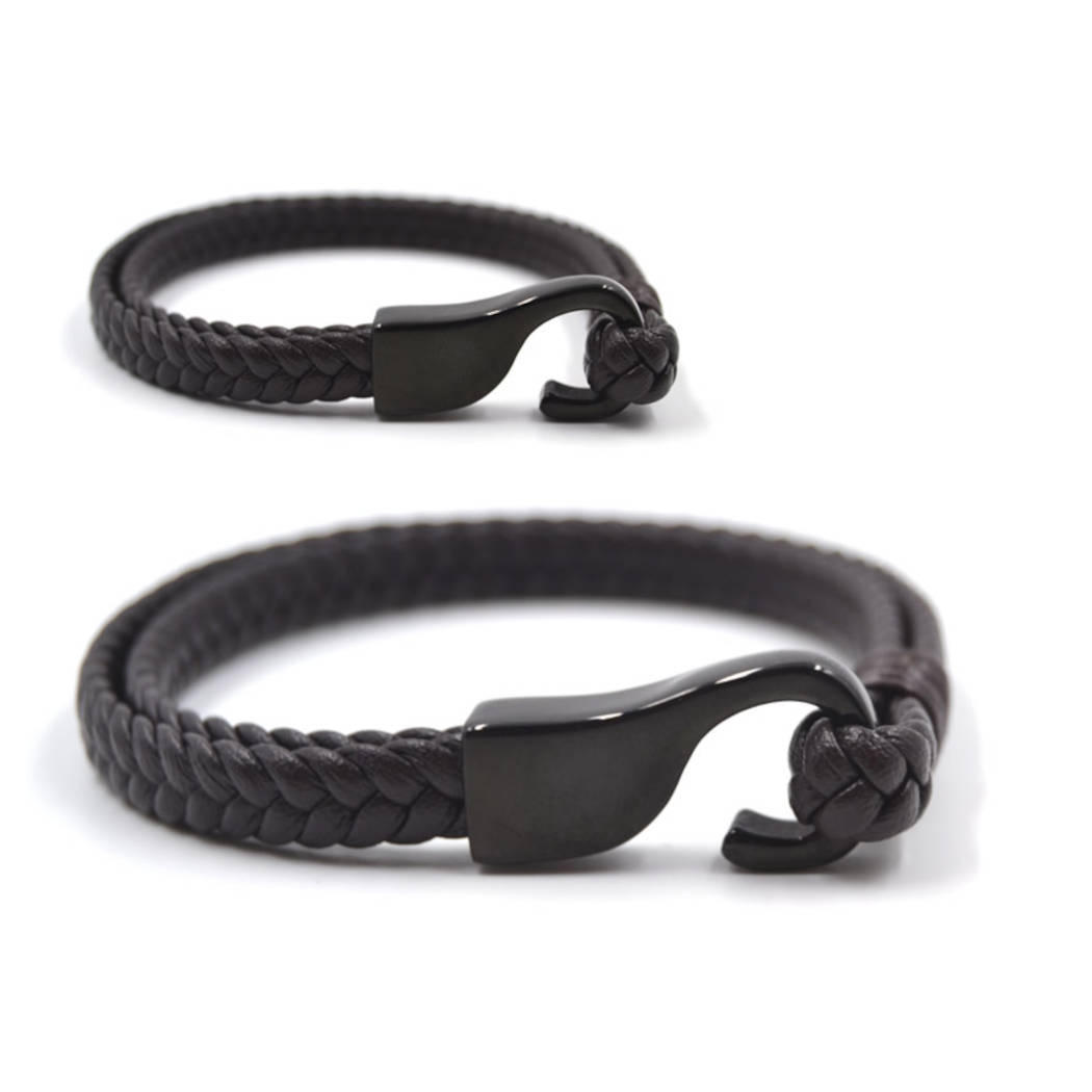 Lederarmband Hook mit Edelstahlverschluss schwarz
